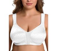 WingsLove Women's Minimizer Bra Full Coverage Wireless Unpadded Breathable V-Neck Wide Straps Plus Size Everyday Bra for Large Bust (White,38F)