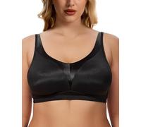 WingsLove Women's Minimizer Bra Smooth Unpadded Wireless Full Coverage Lightweight Comfort Support Plus Size Everyday Bras for Large Breast (Black,40DD)