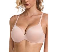 WingsLove Women's Push Up Bra with Seamless Full Coverage Underwired Padded Lift Up 1 Cup Comfortable Everyday Bras (Pink Nude,32A)