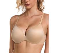 WingsLove Women's Push Up Bra with Seamless Full Coverage Underwired Padded Lift Up 1 Cup Comfortable Everyday Bras (Cream Coffee,34B)
