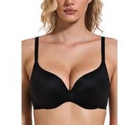 WingsLove Women's Push Up Bra with Seamless Full Coverage Underwired Padded Lift Up 1 Cup Comfortable Everyday Bras (Black,32DD)