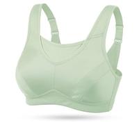 WingsLove Women's Sports Bra Full Coverage High Impact Wirefree Workout Non Padded Shock Absorber Ultimate Run Bra Plus Size（Green,34D）