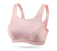 WingsLove Women's Sports Bra Full Coverage High Impact Wirefree Workout Non Padded Shock Absorber Ultimate Run Bra Plus Size(Pink,48G)