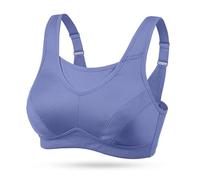 WingsLove Women's Sports Bra Full Coverage High Impact Wirefree Workout Non Padded Shock Absorber Ultimate Run Bra Plus Size(Purple，44DDD)