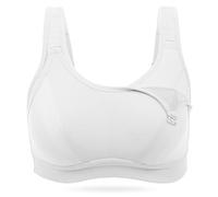 WingsLove Women's Sports Bra High Impact Bounce Control Adjustable Workout Bra Non Padded Wirefree Running Bra White