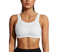 WingsLove Women's Sports Bra High Impact Bra Full Coverage Wirefree Workout Non Padded Ultimate Running Bra Sports Bra Women Plus Size White