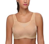 WingsLove Women's Sports Bra High Impact Bra Full Coverage Wirefree Workout Non Padded Ultimate Running Bra Sports Bra Women Plus Size Nude