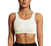 WingsLove Women's Sports Bra High Impact Bra Full Coverage Wirefree Workout Non Padded Ultimate Running Bra Sports Bra Women Plus Size(Ivory, 34D)