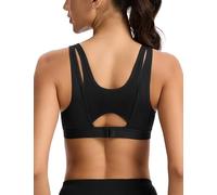 WingsLove Women's Sports Bra Padded Wireless Seamless Racerback Full Coverage Support Breathable Bras for Gym Yoga (Black,38C)