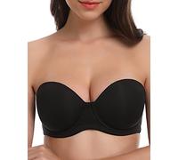 WingsLove Women's Strapless Bra Underwire Full Coverage Plus Size Multiway Everyday Bra（Black 38G）