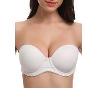 WingsLove Women's Strapless Bra Underwire Full Coverage Plus Size Multiway Everyday Bra（White 32C）