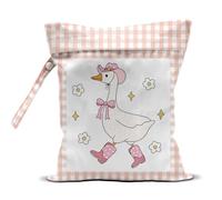 WINGTECA Wet Bag for Baby Swimsuit Kids Wet Dry Bag for Breast Pump Parts Diaper Bag Toiletries Daycare Organizer Beach Vacation Essentials Pink Silly Goose Plaid Travel Laundry Bags