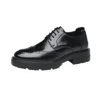Wingtip Brogue Dress Formal Shoes for Men's Top-Grain Leather Comfort Orthopedic Pointed Toe Classic Lace Up Business Non Slip Block Heel Anti-Slip Slip Resistant Shoe(5 UK) Black