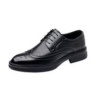 Wingtip Brogue Dress Oxford Shoes for Men's Italian Leather Prom Wedding Tuxedo Non Slip Anti-Slip Shoe Fashion Lace Up Evening Cap Toe Design(Negro,5.5 UK)