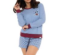 Wingwalker Womens Disney Mickey Mouse Pyjamas Ladies Waffle Short PJs Blue Size Large