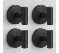 WingWider Shower Hooks for Inside Shower,No-Drill Removable&Reusable Towel Hooks for Bathroom,Heavy Duty Suction Cup Hooks for Glass Window,4 Packs(Black)