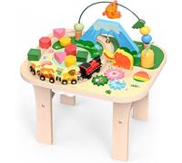 WINGYZ Baby Activity Table for 1+ Year Old, Wooden Montessori Standing Center with Roller Coaster Shape Sorter Bead Maze, 12 Months Baby Sensory Table Toddler Toy, 1st Birthday Gifts for Boys Girls