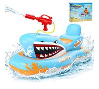 Wingyz Pool Inflatables, Shark Inflatable Pool Toys for Kids with Water Gun, Ride-on Boat Floats for 3-12 Years Old, Blow Up Swimming Rafts for Summer Garden Water Games,Gift for Boys & Girls