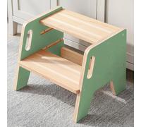 WINGYZ Wooden Toddler Step Stool, 3 Adjustable Heights, Handles,Green