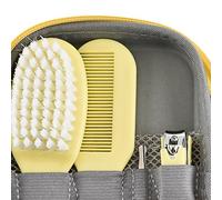 WINH Baby Grooming Kit with Hair Brush Nail Clipper Scissor Manicure Kit Safe Use Round Scissors Tip Baby Healthcare for Newborns (Yellow)