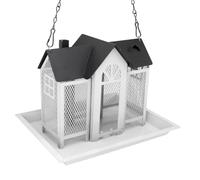 WINH Bird Feed Station, Solid to Fill in the Bird Feeder House Hanging Outdoors for the Outside (white)