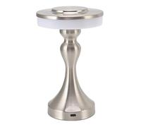 WINH Small Table Lamp, Dimmable Universal Battery Operated LED Table Lamp for Dining Room (Silver)