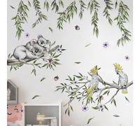 Winhappyhome Koala Parrot Wall Sticker Tree Leaves Green Stickers Bedroom Living Room Decoration Decals