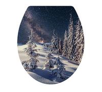 Winhappyhome Starry Sky Snow Mountain Toilet Lid Sticker Bathroom Decoration Decor Toilet Sticker