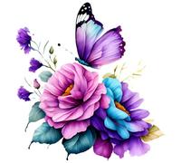 Winhappyhome Window Stickers Elegant Purple Series Flowers Butterfly Toilet Lid Sticker Bedroom Living Room Decoration Decal Wardrobe Wall Sticker