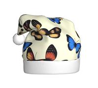 WINHGA Butterfly Collection Prints Men's and women's plush Christmas hats, adult New Year's holiday party caps