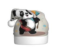 WINHGA cartoon red panda Prints Men's and women's plush Christmas hats, adult New Year's holiday party caps