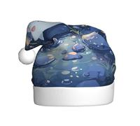 WINHGA Elf Stone Prints Men's and women's plush Christmas hats, adult New Year's holiday party caps