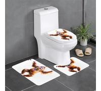 WINHGA Gorilla Performing Prints 3 Pcs Bathroom Anti-Slip Mat Set 24x16in Rectangular, U-Shaped & Oval Rugs for Toilet, Vanity & Bath