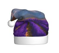 WINHGA Hot air balloon at Lavender Farm Prints Men's and women's plush Christmas hats, adult New Year's holiday party caps