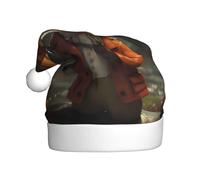WINHGA Little fox holding an umbrella Prints Men's and women's plush Christmas hats, adult New Year's holiday party caps