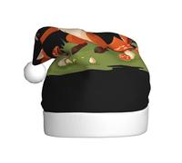 WINHGA Little fox picking mushrooms Prints Men's and women's plush Christmas hats, adult New Year's holiday party caps