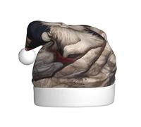 WINHGA Little white rabbit in the quilt Prints Men's and women's plush Christmas hats, adult New Year's holiday party caps