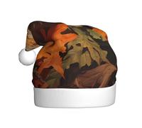 WINHGA Lizard in the leaves Prints Men's and women's plush Christmas hats, adult New Year's holiday party caps