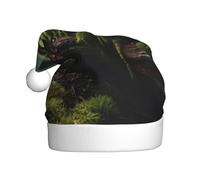 WINHGA Moss on dead wood Prints Men's and women's plush Christmas hats, adult New Year's holiday party caps