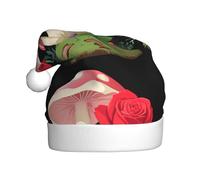 WINHGA Mushroom roses that grow together Prints Men's and women's plush Christmas hats, adult New Year's holiday party caps