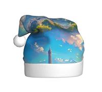 WINHGA oil painting paris eiffel tower Prints Men's and women's plush Christmas hats, adult New Year's holiday party caps