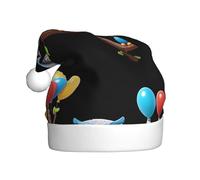 WINHGA Owl toys in the corner Prints Men's and women's plush Christmas hats, adult New Year's holiday party caps