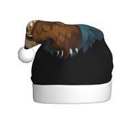 WINHGA Owl with wings spread Prints Men's and women's plush Christmas hats, adult New Year's holiday party caps