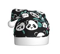WINHGA Panda cute face Prints Men's and women's plush Christmas hats, adult New Year's holiday party caps