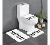 WINHGA Pandas Fighting in The Ring Prints 3 Pcs Bathroom Anti-Slip Mat Set 24x16in Rectangular, U-Shaped & Oval Rugs for Toilet, Vanity & Bath