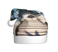 WINHGA Paradise Beach Palm Trees Prints Men's and women's plush Christmas hats, adult New Year's holiday party caps