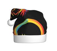 WINHGA Phoenix under the rainbow Prints Men's and women's plush Christmas hats, adult New Year's holiday party caps