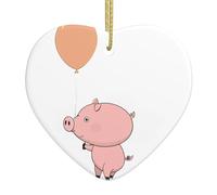 WINHGA Pig Holding Balloon on The Cloud Prints Christmas Ceramic Love Pendant Decoration Interior Decoration Festival Gift