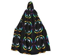 WINHGA Pigeon drawing an arc in the sky Prints Adult Halloween hooded jacket cloak long party cloak suitable for men and women