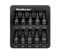WinHolder 10pcs Industrial Impact Torx Bit Socket Set 1/2'' Drive TRX Star Sockets T20 T25 T27 T30 T40 T50 T55 T60 T70